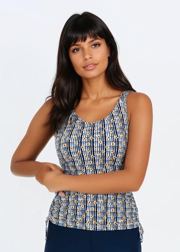 Maya Tankini Swim Top With Removable Cups - Sunflower Picnic