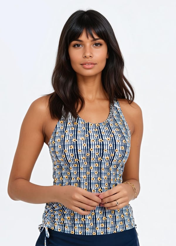 Maya Tankini Swim Top With Built-in Bra - Sunflower Picnic