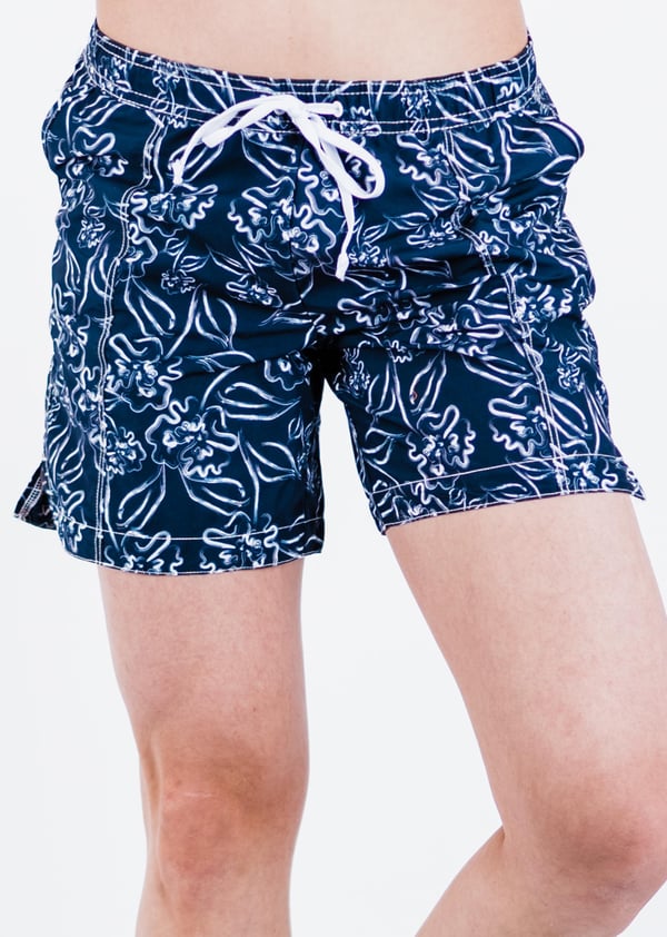 7" Board Shorts - Navy Blooms