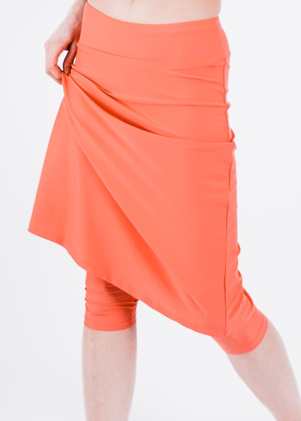Swim long skort. Modest plus size skirt and pants. Womens' modest plus size swim skirt. Excellent sun protection UPF +50
