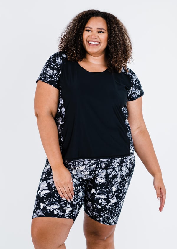 Plus Size Loose Fit Adele Swim Top With Long Bike Swim Shorts 