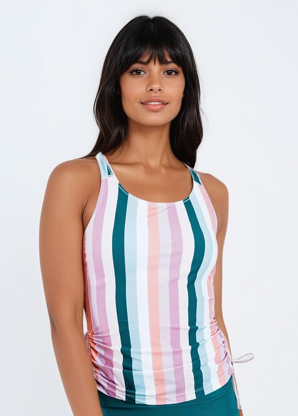 Maya Tankini Swim Top With Built-in Bra - Multi Stripe