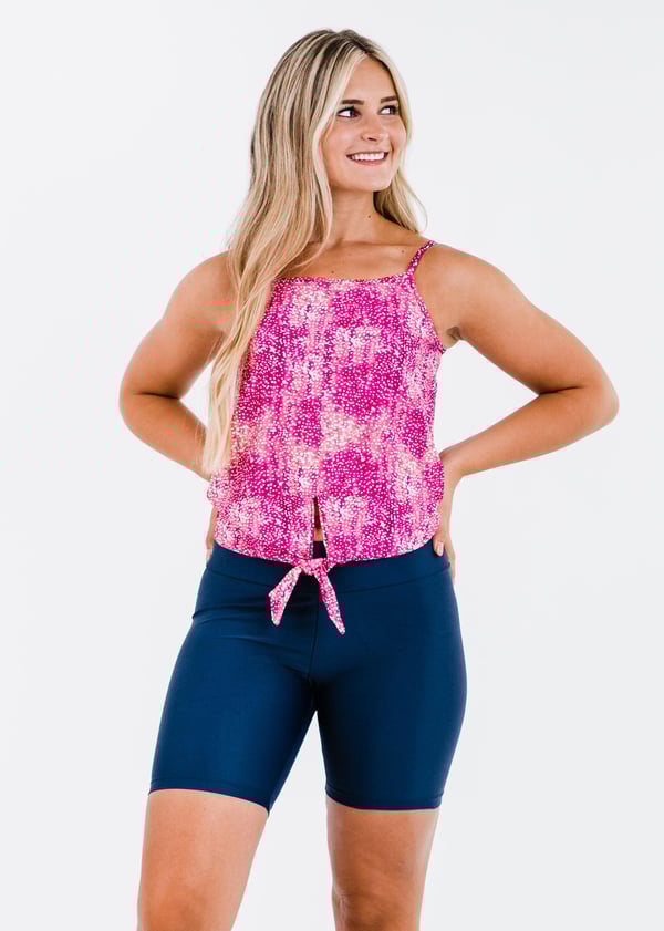 Riley Knotted Swim Top With Mid-Thigh Swim Shorts