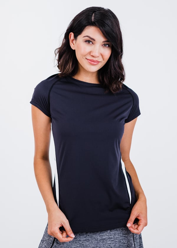 Pro Cap Sleeve Performance Top With Mesh Panels - Black/White