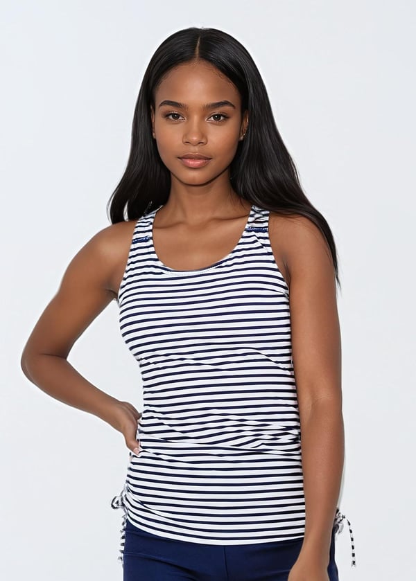 Maya Tankini Swim Top With Removable Cups - Navy Sunshine Sails