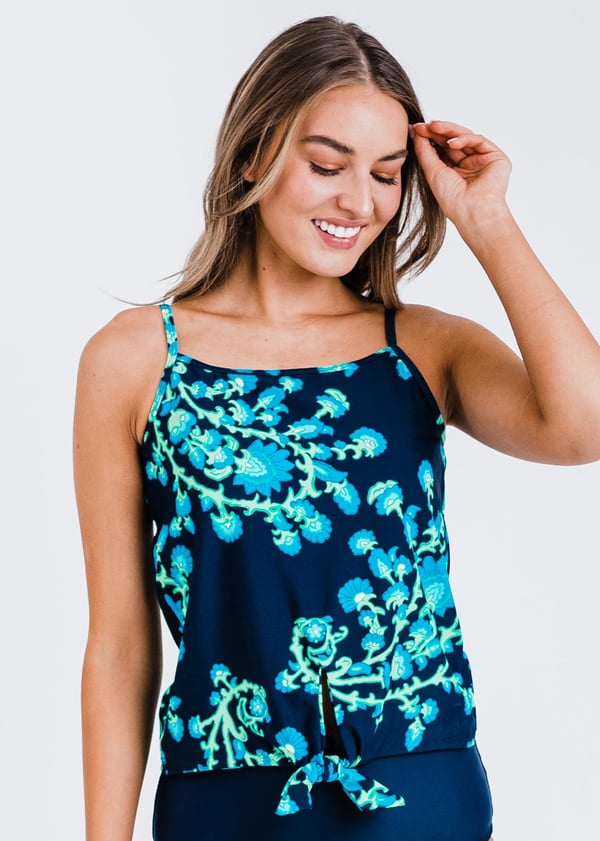 Riley Knotted Swim Top - Barbados Blue
