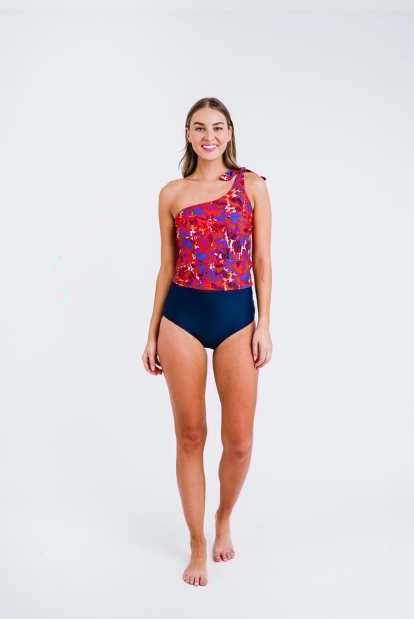 Layla Crop Swim Top With High-Waisted Bikini Bottom