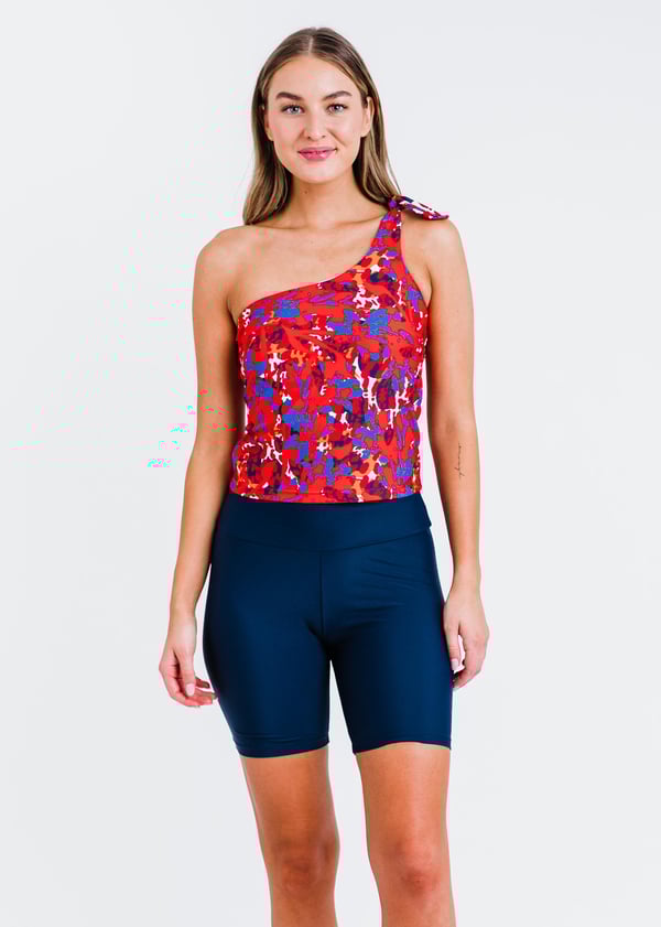 Layla Crop Swim Top With Mid-Thigh Swim Shorts