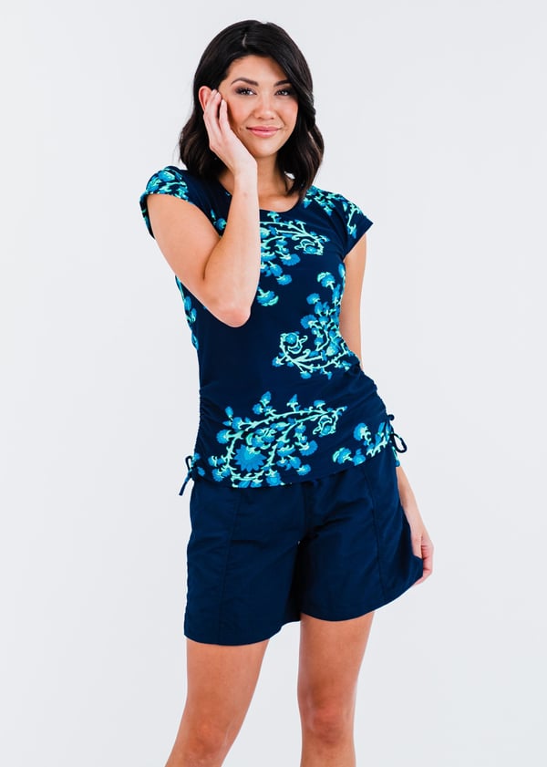 Sadie Swim Top With Above the Knee Board Shorts