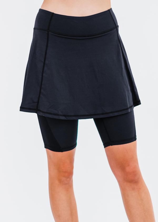 Midi Lycra® Sport Skirt With Attached 10" Leggings - Black