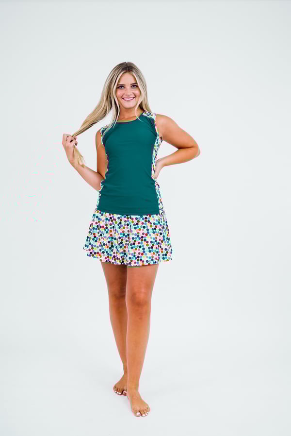 Loose Fit Maya Swim Top With Flowy Swim Skort