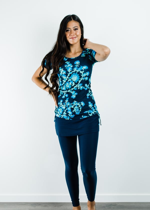 Adele Swim Top With Skirted Long Swim Leggings
