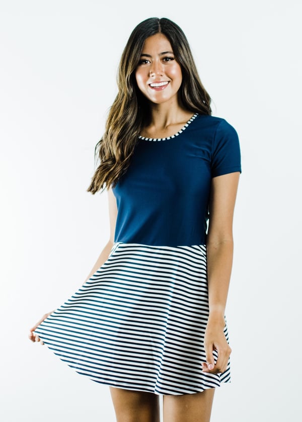Vintage Swim Dress - Navy/Sunshine Sails