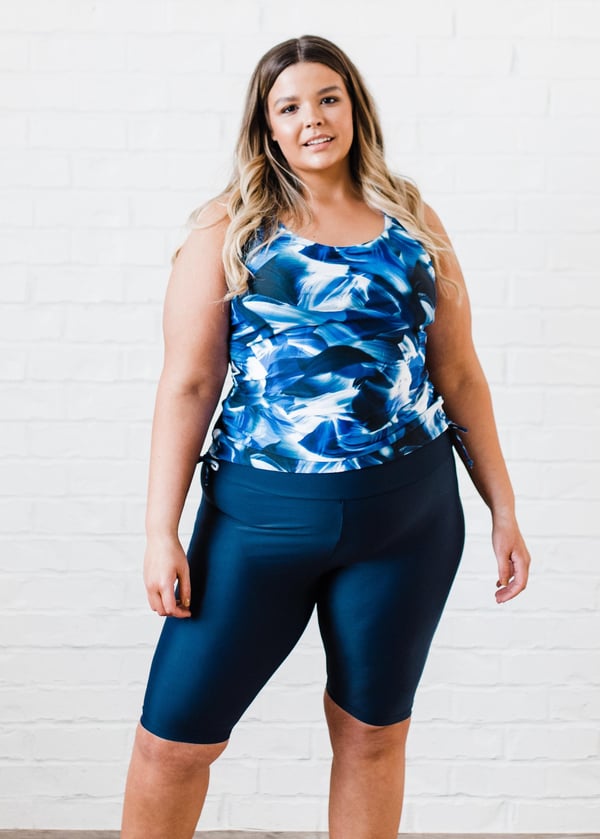 Plus Size Maya Swim Top with Long Bike Swim Shorts