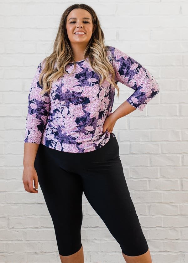Plus Size Margaux Swim Top With Capri Swim Leggings