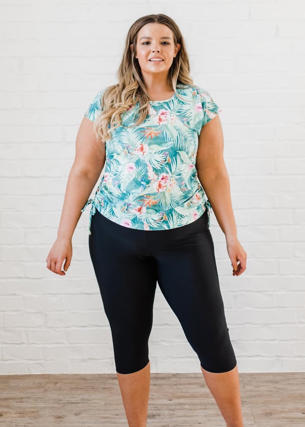 Plus Size Sadie Swim Top With Capri Swim Leggings 