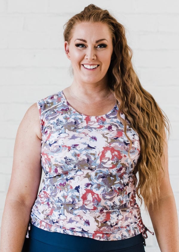 Closed Back Maya Swim Top - Abstract Roses