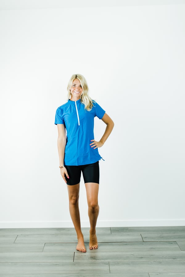 Half-Zip Adele Swim Top With Mid-Thigh Swim Shorts 