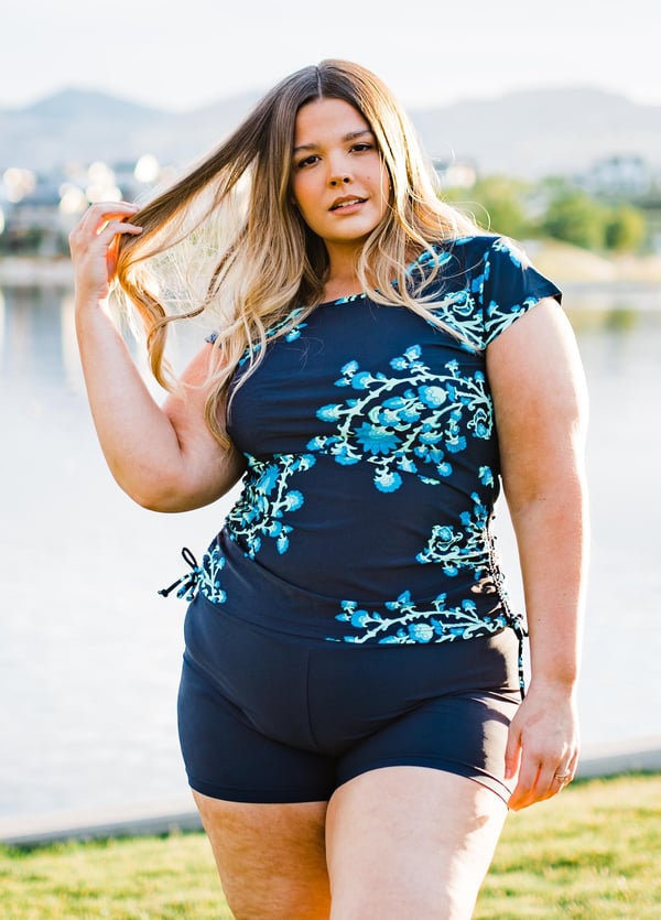 Plus Size Sadie Swim Top With Swim Shorts 