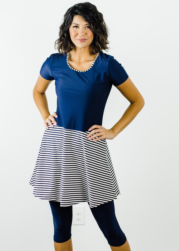 Vintage Swim Dress With Capri Swim Leggings