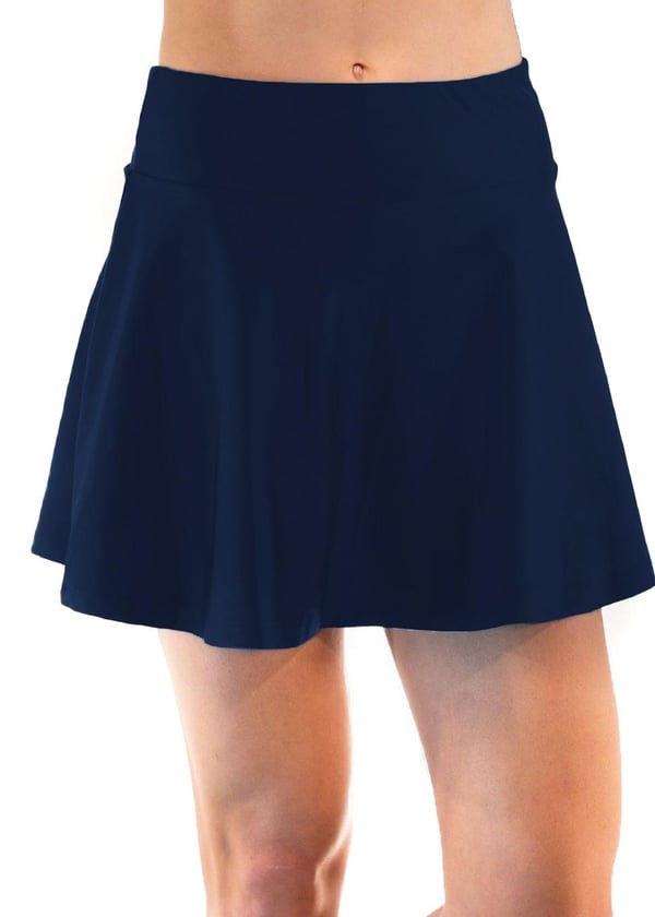 Flowy swim skort. Modest plus size skirt and pants. Womens' modest plus size swim skirt. Excellent sun protection UPF +50
