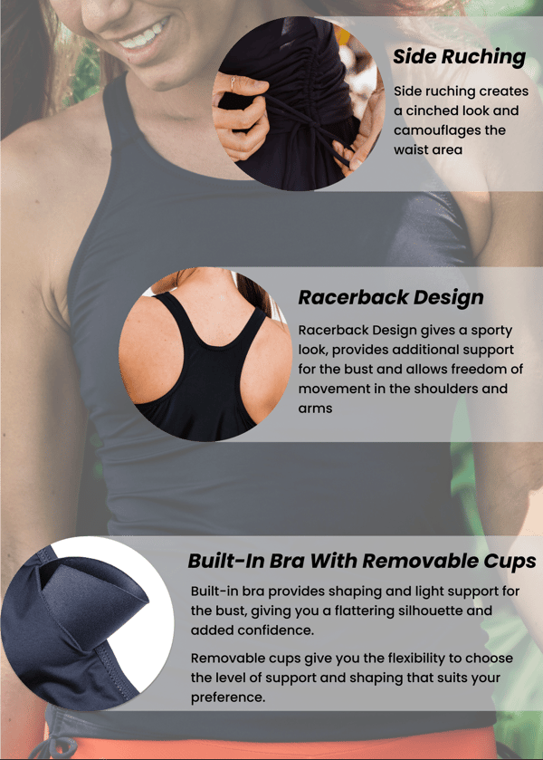 Plus Size Maya Tankini Swim Top With Removable Cups