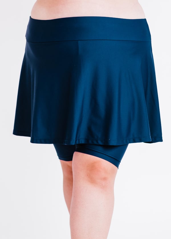 Plus size swim skort. Modest plus size skirt and pants. Womens' modest plus size swim skirt. Excellent sun protection UPF +50