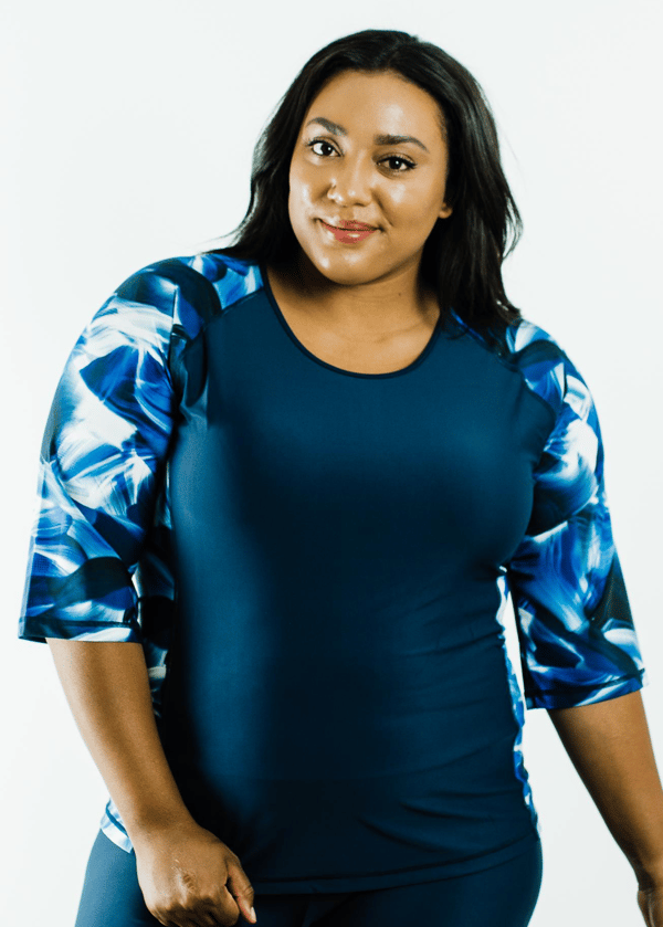 Plus Size Loose Fit Margaux Swim Top With Long Bike Swim Shorts