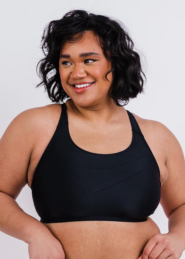 Plus Size Racerback Swim Bra With Flowy Swim Skort