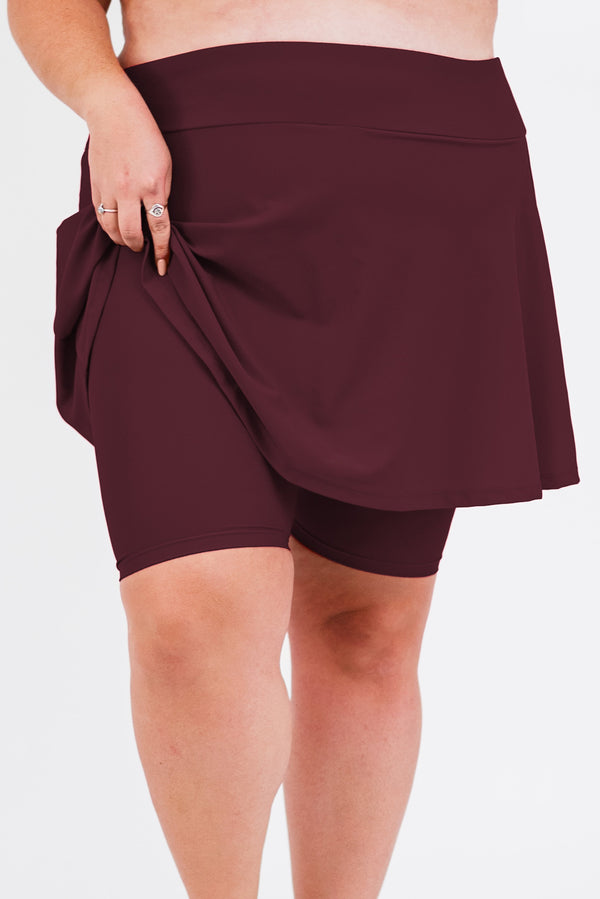 Racerback Swim Bra+ Midi Swim Skort With Bike Shorts | Plus Size