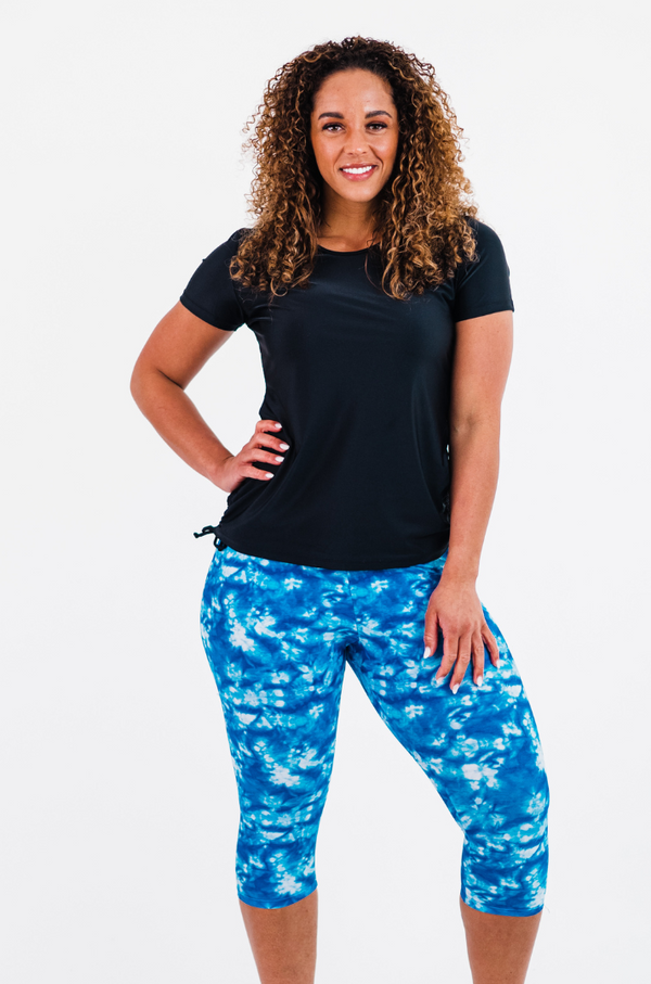 Short Sleeve Adele Swim Top + Capri Swim Leggings