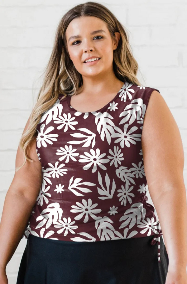 Closed Back Maya Swim Top + Midi Swim Skort With Bike Shorts | Plus Size
