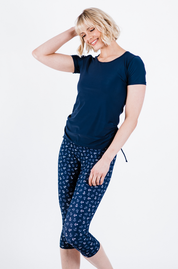 Short Sleeve Adele Swim Top + Capri Swim Leggings