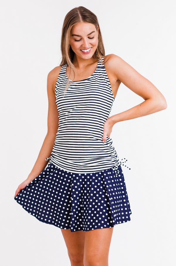 Maya Tankini Swim Top With Built-in Bra + Flowy Swim Skort With Shorts