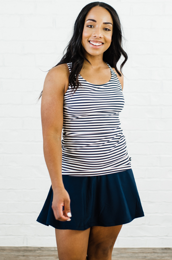 Maya Tankini Swim Top With Built-in Bra + Flowy Swim Skort With Shorts