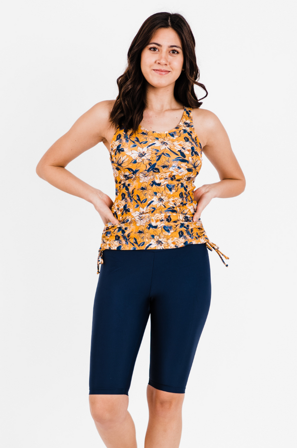 Maya Tankini Swim Top With Built-in Bra + Long Bike Swim Shorts