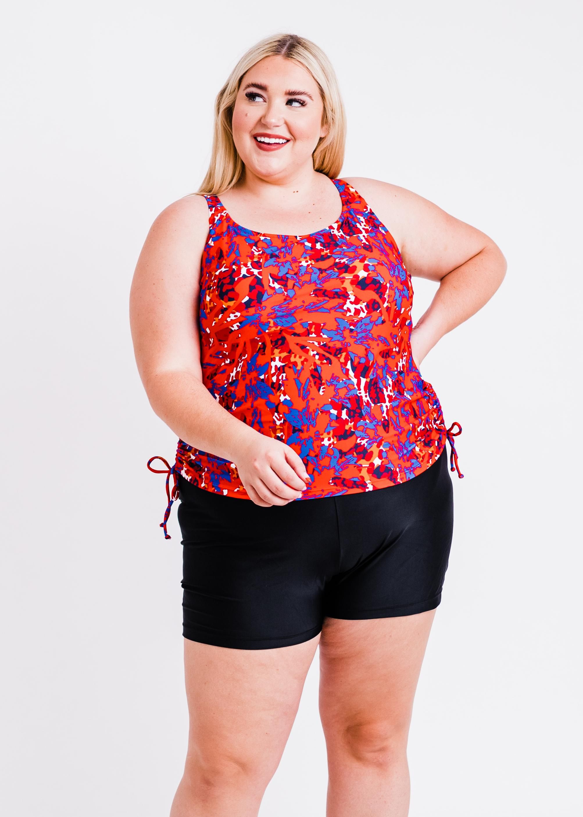 Plus Size Maya Swim Top With Removable Cups With Mid-Thigh Swim Shorts