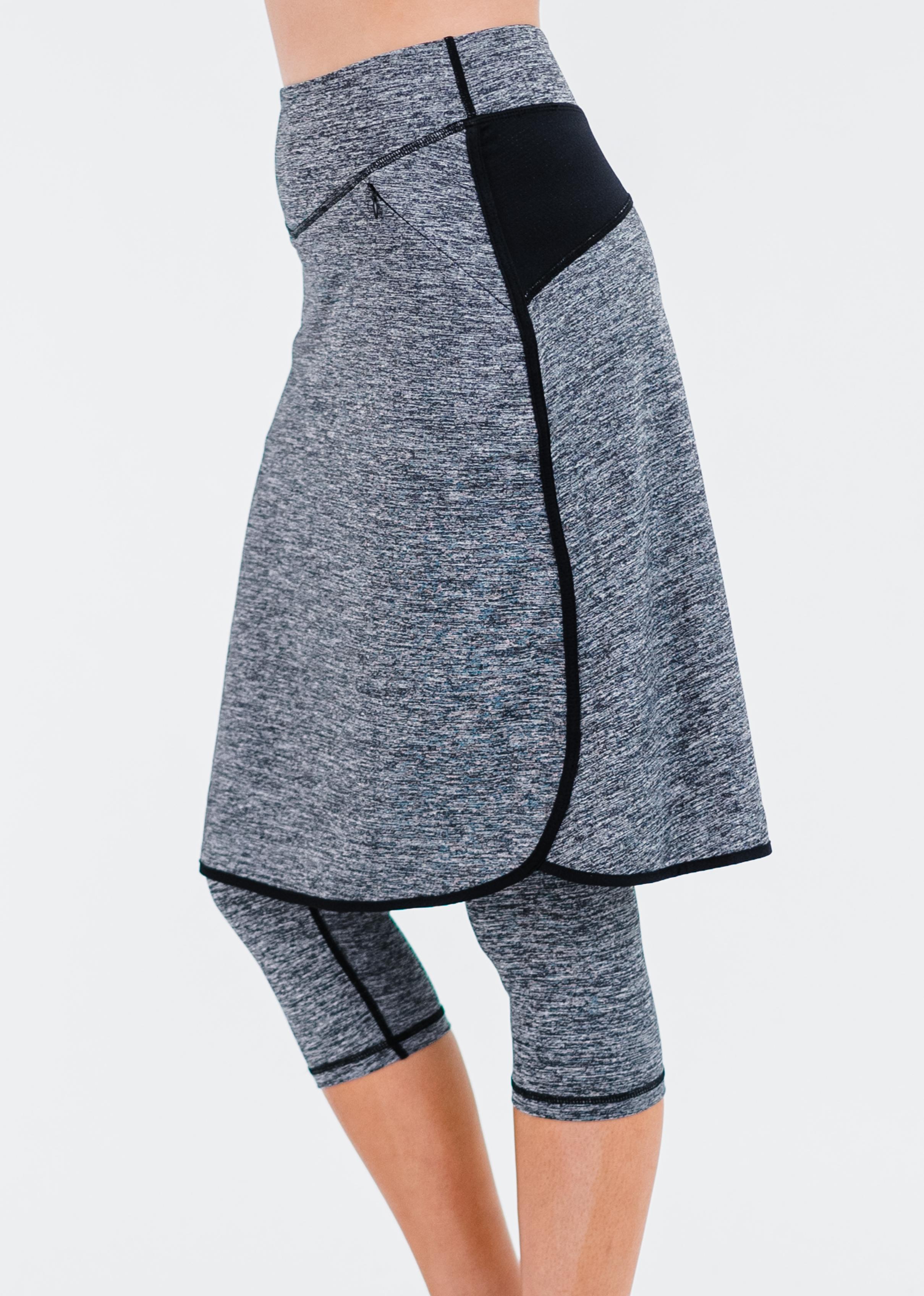 Knee Length Lycra® Sport Skirt with Attached 17 Leggings. Calypsa