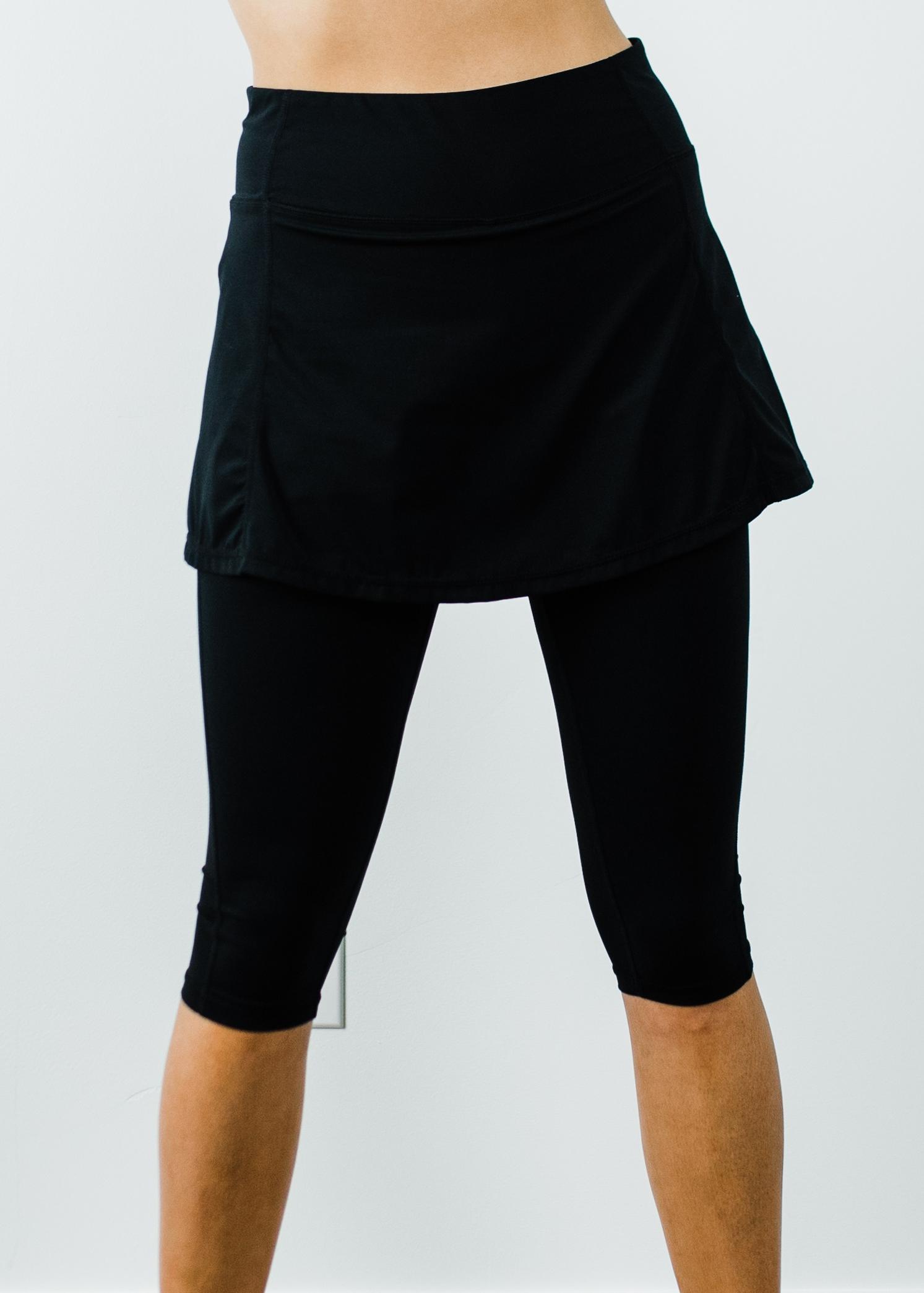 Knee Length Lycra® Sport Skirt with Attached 17 Leggings. Calypsa by ModLi